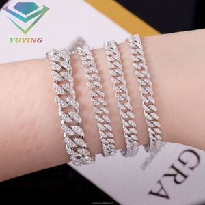 Yy Single Row 925 Sterling <b>Silver</b> VVS Moissanite Diamond Cuban Link Chain <b>Bracelet</b> Iced Out Mossanite Jewelry <b>for</b> Men Women - Product Image 5