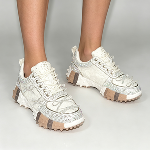 Zapatillas <span class=keywords><strong>Deportivas</strong></span> de Plataforma con Lazo y Pedrería para <span class=keywords><strong>Mujer</strong></span>, Zapatos Casuales Brillantes para Caminar - Product Image 3