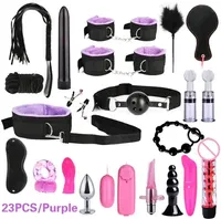 23 teile/satz Vibrator Bondage Kit Erotische SM-Spiele für Erwachsene Set Handschellen bindung BDSM Bondage Restraint Slave Sexspielzeug für Frauen