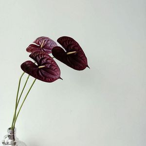 INS-style PU hand-feel floral decorations for <b>red</b> and white anthuriums, wine <b>red</b> and green anthuriums, high-end floral - Product Image 2