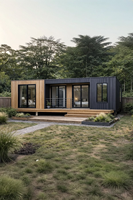 Maison capsule préfabriquée mobile hors réseau, mini-maison prête pour l'énergie solaire, idéale pour les parcs de camping-car et le glamping