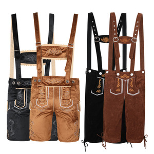 Nuovo tedesco Oktoberfest Bavarian Unisex Lederhosen Shorts medievale birra ragazzo Costume <span class=keywords><strong>con</strong></span> bretelle costumi da uomo Medival - Product Image 1