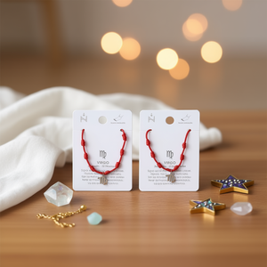 Cavigliera Virgo Sette Stelle con Cordino Rosso Fatto a Mano, Braccialetto con Charm in Acciaio Inossidabile per Donna, Gioielli Zodiacali - Product Image 2