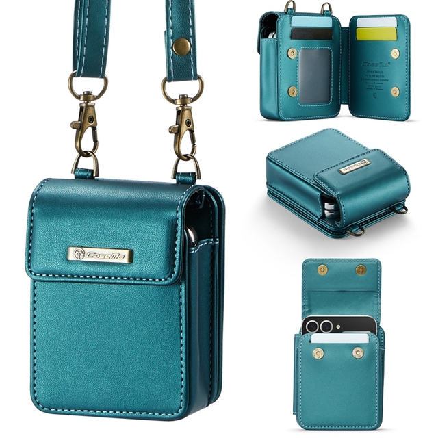 Caseme Soft TPU PU Leather Bag Cover With Card Slots Wallet Strap Phone Case for Samsung Galaxy Z Flip 6 5 4 3 5G