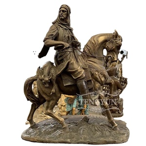 Estatua de bronce de tamaño pequeño decorativa para el hogar escultura de figura de cazador árabe <span class=keywords><strong>a</strong></span> <span class=keywords><strong>caballo</strong></span> para decoración de escritorio - Product Image 1