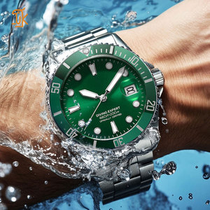 Relojes de Buceo de Acero Inoxidable con Logotipo Personalizado OEM, Resistentes al Agua hasta 200 m, Verdes, de 42 mm, Automáticos, Mecánicos, de Vestir, para Hombre, al por Mayor - Product Image 1