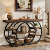 Table console Tribesigns de 47 pouces, table d'entrée industrielle à 5 niveaux avec structure en métal, table étroite pour canapé, tables d'appoint derrière le canapé
