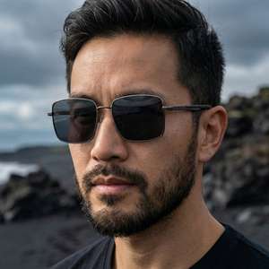 Gafas de sol polarizadas con montura cuadrada Ks-3984 para hombre, protección Uv400, montura de metal y plástico negra, gafas de sol para conducir al aire libre - Product Image 3