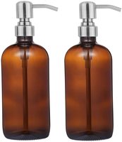 Distributeur de savon en mousse d'ambre, bouteille avec pompe en acier inoxydable, Lotion en verre, 480ml, 16oz, 10 pièces