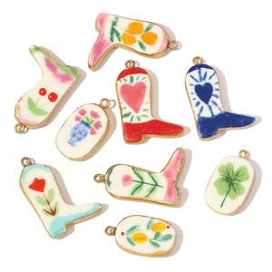 Thép Không Gỉ Men Mặt Dây Chuyền Khởi Động Hình Dạng Hình Bầu Dục Hoa Trái Cây Trái Tim Tay Sơn Tự Làm Đồ Trang Sức Charms Cho Vòng Cổ Vòng Đeo Tay Thủ Công - Product Image 1