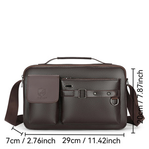 Sac à main d'affaires en cuir PU imperméable, sac messager pour homme, sac de voyage, sac à bandoulière grande capacité - Product Image 2