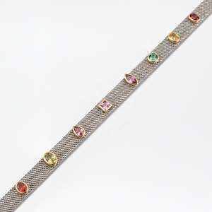 <span class=keywords><strong>Collier</strong></span> ras-de-cou en <span class=keywords><strong>maille</strong></span> de tourmaline multicolore en <span class=keywords><strong>argent</strong></span> sterling 925 - Product Image 4