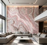 Papier peint texturé en marbre onyx rose, murale murale en agate rose doux pour salon, chambre à coucher, décoration de maison de luxe