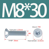 Manufacturer Carbon Steel Stainless Steel 304 Galvanized 8.8 Grade Countersunk Head Internal plum Machine Screws