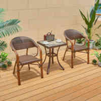 Mobilier d'extérieur, cadre en aluminium imperméable, léger, ensemble table basse et chaise de jardin, patio en rotin PE pour café et restaurant