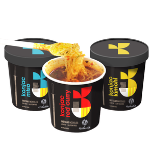 Plat de nouilles asiatiques épicées Nouilles végétaliennes authentiques à saveur thaï Nouilles instantanées instantanées au curry rouge et au konjac - Product Image 1