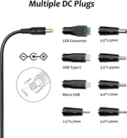 Adaptor Daya 5V 2A, Adaptor Daya AC-DC 5V dengan 8 Colokan DC untuk Perangkat Elektronik 5V seperti Tablet, Ponsel, Hub USB, dan Kamera CCTV