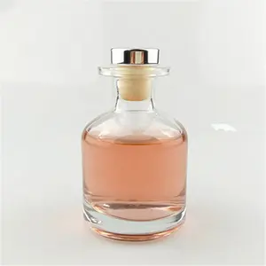 Botella de aceite transparente con tapa de corcho de 150ml, difusor de lengüeta, botella de vidrio