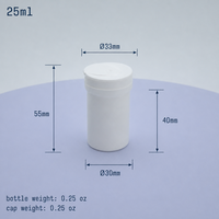 Tube de 25 ml pour comprimés effervescents de vitamine C avec bouchon à ressort, tube d'emballage en plastique PP pour bonbons avec déshydratant au charbon actif intégré