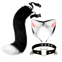 Ensemble de costumes de jeu de rôle pour femmes, fausse fourrure, queue de renard, chat, loup, masques en peluche, gants en peluche, fête d'Halloween, Noël