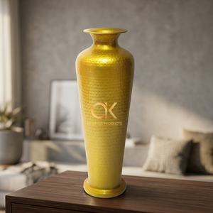 AK laiton Long vase à fleurs en aluminium doré en fer martelé pour coin latéral vase à fleurs décoratif grand - Product Image 1