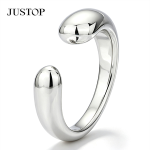 JUSTOP Geometric Stainless Steel <b>Ring</b> Rhodium Plated Modern Unisex <b>Plain</b> Band Fashion <b>Ring</b> Daily Wear - Product Image 6