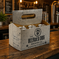 Papier Kraft Recyclable Pleine Couleur Boissons Café Carton Pliable 4 6 Pack Bouteille Bière Peut Papier Titulaire Bière Boîte De Transport
