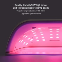Lampe UV LED double pour ongles 96W, lumière rouge, sécheuse pour vernis gel avec 4 minuteurs et base détachable