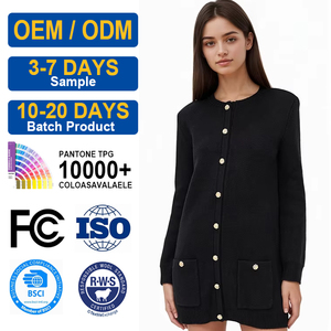 <span class=keywords><strong>Abiti</strong></span> Midi Lavorati a Maglia di Lusso per <span class=keywords><strong>Donna</strong></span> OEM ODM, Maniche Lunghe con Bottoni, <span class=keywords><strong>in</strong></span> Nylon/<span class=keywords><strong>Cotone</strong></span> Lavabile, Primavera Autunno - Product Image 1