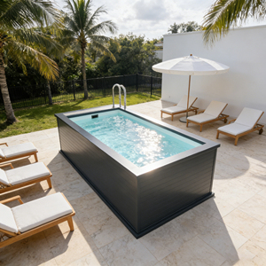 Piscine hors sol en bois et fibre de verre de 5 m x 3 m, petite piscine familiale, patio, bain froid, spa chaud - Product Image 2