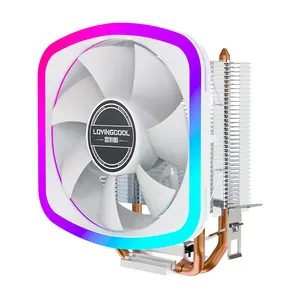Lovingcool OEM ODM Low Price 2 Heat Pipes Gaming PC Cooler White Video Card Cooling RGB CPU Air Cooler Fan For PC