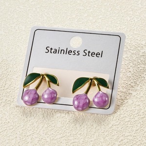 Pendientes de Cereza Kawaii de Acero Inoxidable, Lindos, Impermeables, Coloridos, con Esmalte de Frutas, Joyería Estética Dulce, Regalo para Niñas - Product Image 6