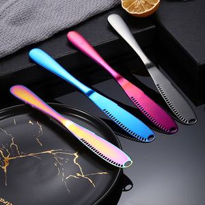 Couteau à beurre en acier inoxydable avec trous, 6-7,9 pouces, couleur unie, couteau de cuisine pour étaler le fromage, le pain, la confiture, le suif - Product Image 2