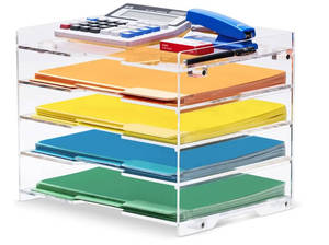 Khay Đựng Giấy Hồ Sơ Trong Suốt Bằng Nhựa <span class=keywords><strong>Acrylic</strong></span> Và Khay Thư Cho Gia Đình Văn Phòng Trường Học Phụ Kiện Để Bàn Có Thể Tháo Rời Giá Đựng - Product Image 4