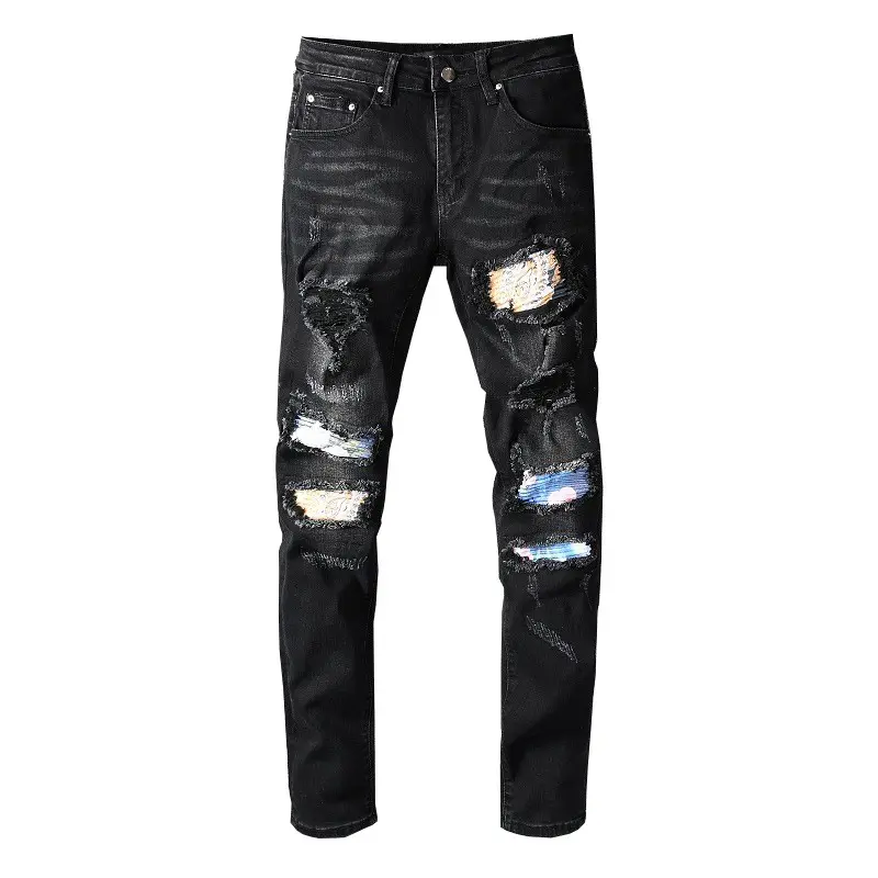 Nieuwe Collectie Amirys Blank Jean Logo Zomer Gestapeld Unisex Denim Tweedelige Set Borduurwerk Mannen Skinny Jeans 2021