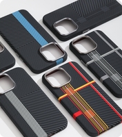 Étui LUXO Design pour iPhone 15 Pro Max, classique, triple rayures, fin, en PC, magnétique, en fibre de carbone, avec cadre de caméra en métal