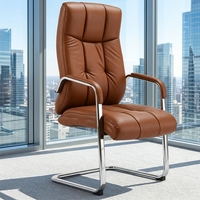 Chaise de bureau moderne de luxe en cuir PU, chaise de salle de réunion contemporaine, chaise de visiteur sans roulettes
