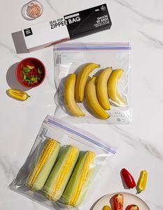 Sacs de conservation à fermeture éclair, imprimés en héliogravure, double joint, languettes d'ouverture faciles à saisir, espace d'écriture, sans BPA, robustes, compatibles micro-ondes, pour ustensiles de cuisine - Product Image 1