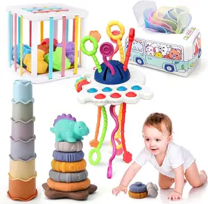 5 in 1 bebek Montessori oyuncaklar Set bebek yumuşak istifleme halkaları oyuncaklar duyusal oyuncaklar için toolder