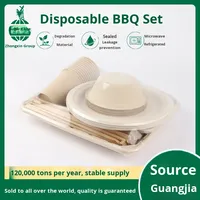 Assiettes, bols, baguettes, gobelets et assiettes de barbecue en plastique PLA+ biodégradable pour pique-nique en plein air et déchets organiques