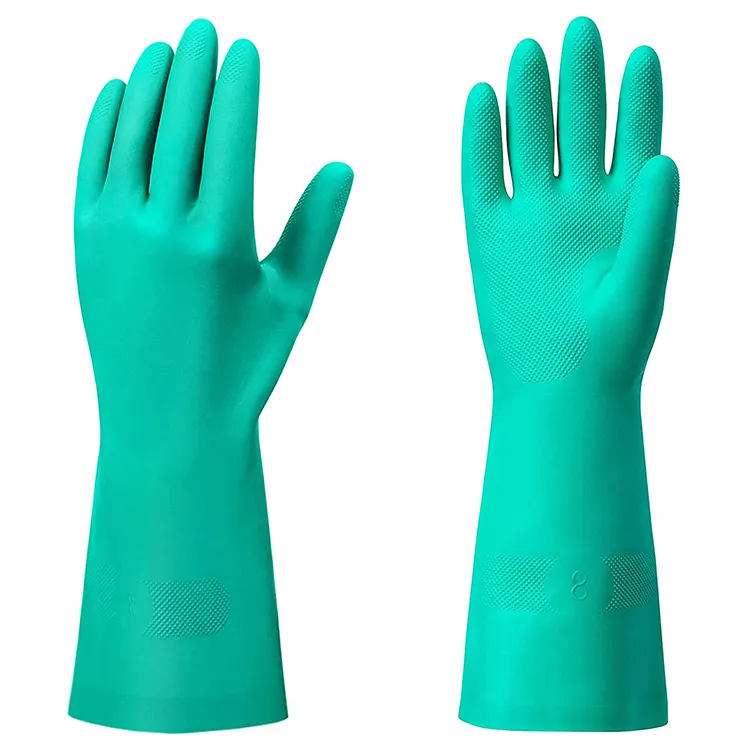 viton heavy duty Chemical Resistant Nitrile Resist Household Acid Alkali Solvent Oil Latex Rubber green Gloves