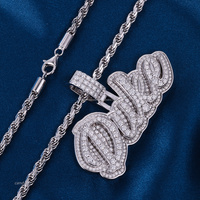 Usine personnalisée VVS Moissanite diamant Cursive lettre pendentif S925 argent 9k 10k 14k 18k or massif glacé pendentifs à breloques