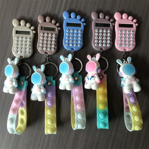 Foot Shaped Mini Calculator With Keychain Pop Fidget Bunny Toy For Kids Age 3 6 Years Unisex ABS Material - Product Image 1