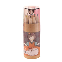 Crayons de couleur en bois 12 couleurs « Fille Flottante Mignonne » – Crayons créatifs pour étudiants, idéaux pour le dessin et les fournitures artistiques