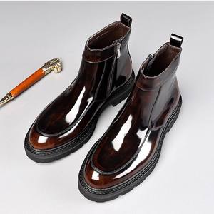 Chaussures habillées formelles pour hommes, style rétro britannique, en cuir brocart gravé, à bout carré, respirantes, grandes tailles, noires, pour mariage - Product Image 4