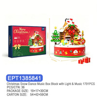 Ensemble de briques de construction EPT Winter Wonderland Christmas 180 °   Maison de neige pliable avec lumières musicales, arbre de Noël, boutique, album 3D du Père Noël, jouet