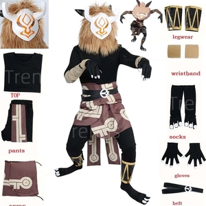 Disfraz de Cosplay de Hilichurl de Genshin Impact, Conjunto Completo de Guerrero Hilichurl, Incluye Máscara de Peluche, Accesorios para la Cabeza y Atuendos - Product Image 3