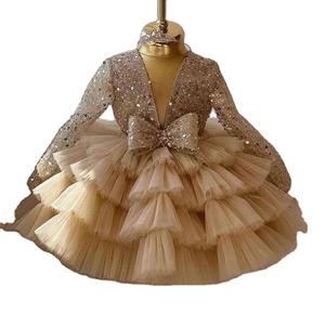 लक्जरी लड़की राजकुमारी पोशाक लड़की के जन्मदिन की पोशाक फूल बाल पोशाक पोशाक पोशाक पोशाक - Product Image 1