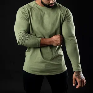 Мужская компрессионная быстросохнущая бамбуковая Спортивная рубашка с длинными рукавами