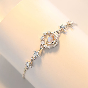 Pulsera de Plutón y Caronte de Plata de Ley 925 para niñas, colgante de estrella de lujo, regalo de cumpleaños para novia - Product Image 1